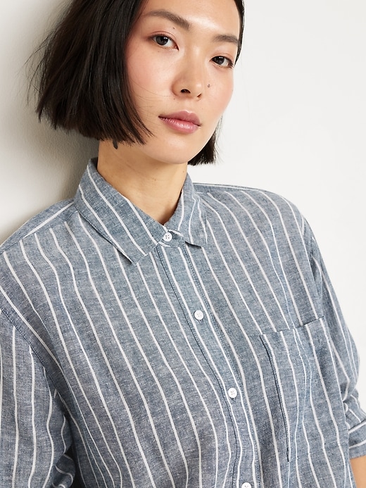 Image number 4 showing, Button-Down Linen-Blend Striped Shirt