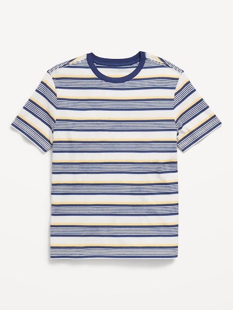 Softest Short-Sleeve Striped T-Shirt for Boys - Blue/Yellow Stripe