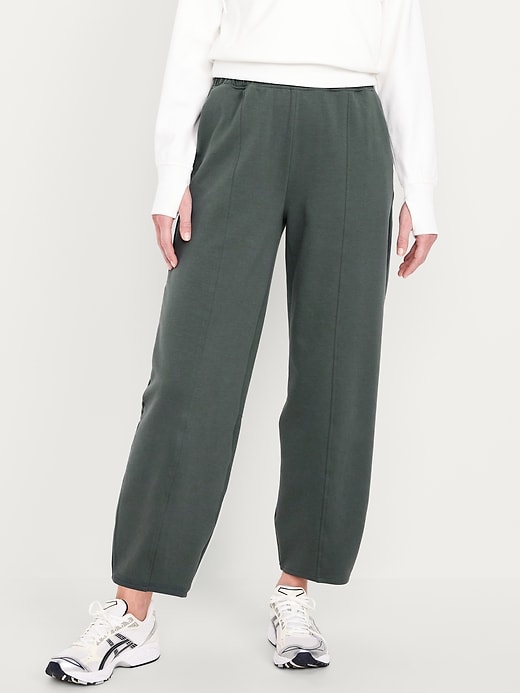 Image number 1 showing, High-Waisted Dynamic Fleece Barrel-Leg Sweatpants