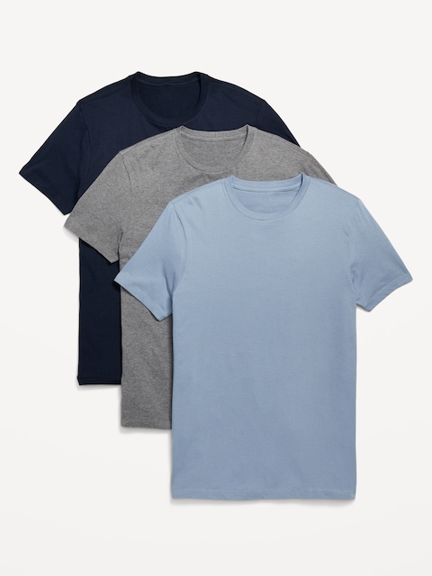 Go-Dry Crew-Neck T-Shirts 3-Pack - Multi Blue