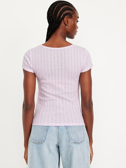 Image number 2 showing, Lace-Trim Ribbed T-Shirt