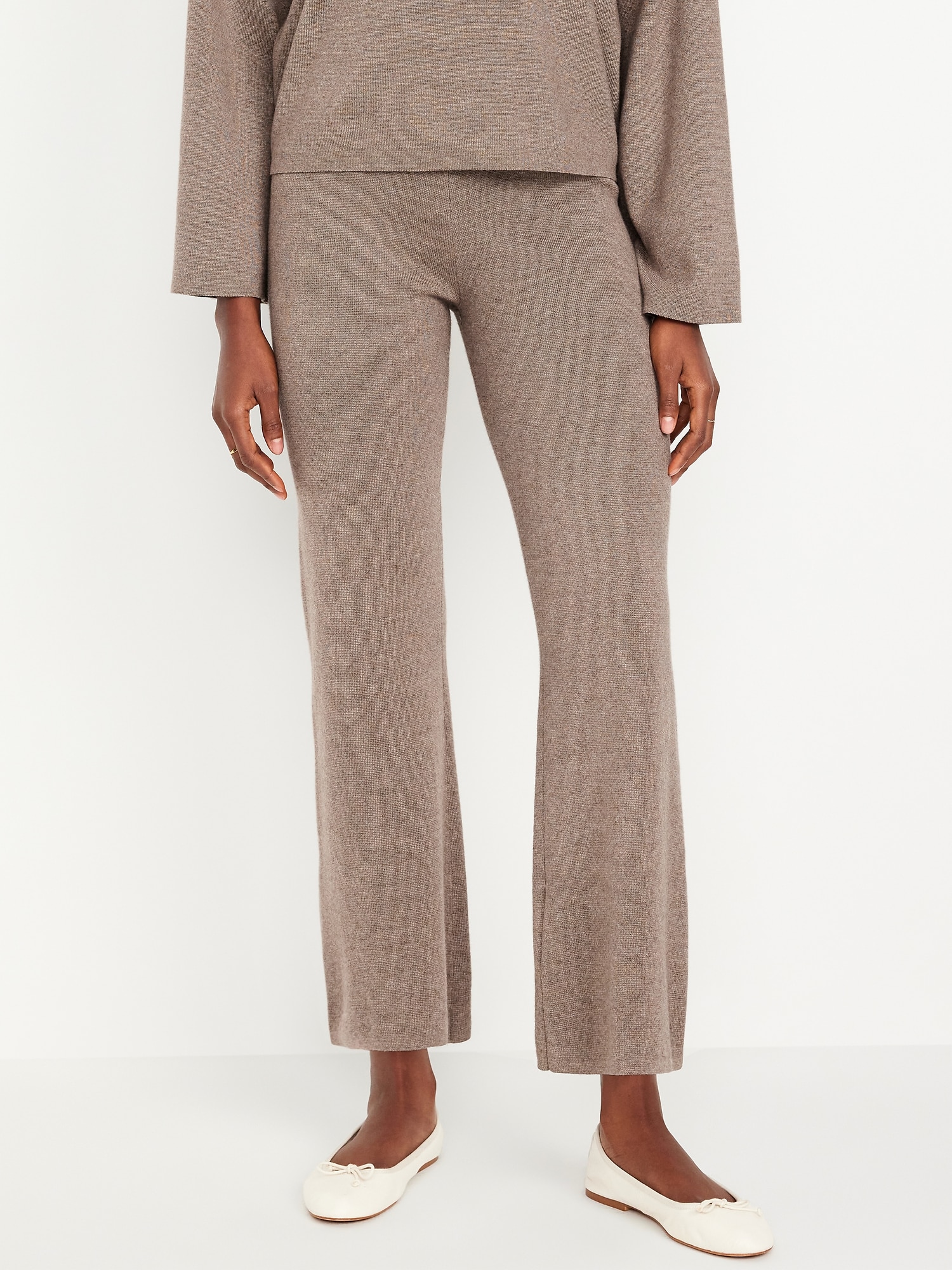 High-Waisted Crop Kick Flare Sweater Pants