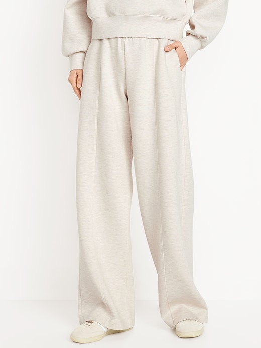 Image number 1 showing, High-Waisted Bounce Fleece Wide-Leg Pants