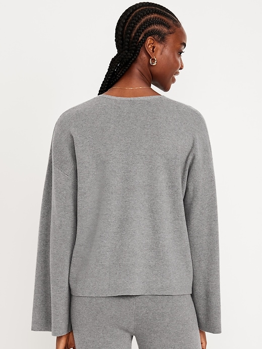 Image number 2 showing, Bell-Sleeve V-Neck Sweater