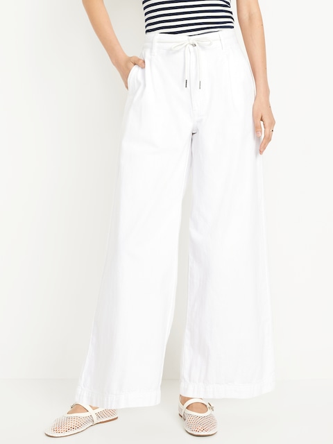 High-Waisted Super Wide-Leg Drapey Pants - Calla Lily White