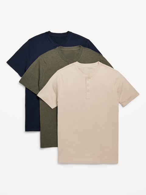 Henley T-Shirt 3-Pack - Navy/Olive/Tan