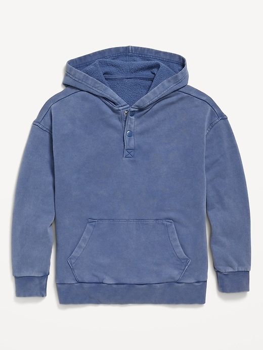 View large product image 2 of 3. Oversized Fleece Henley Hoodie for Boys