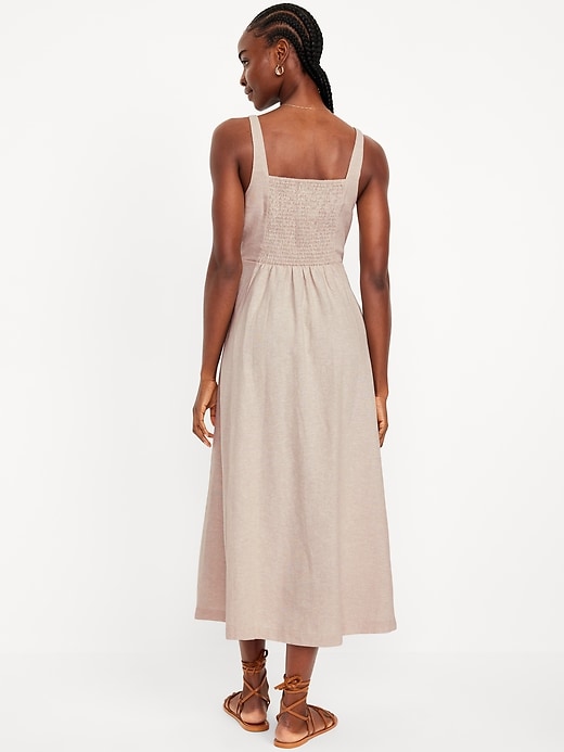 Image number 8 showing, Fit &amp; Flare Linen-Blend Midi Dress