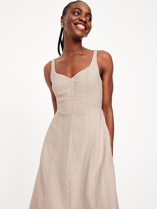 Image number 3 showing, Fit &amp; Flare Linen-Blend Midi Dress