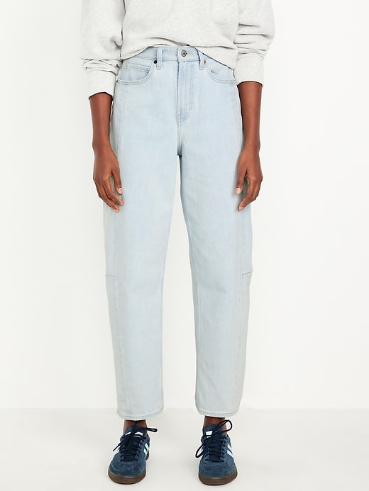 Image number 2 showing, High-Waisted Barrel Ankle Jeans