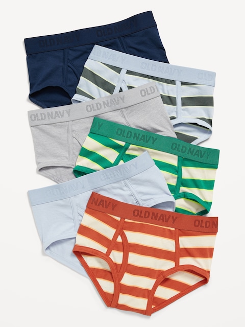 Underwear Briefs Variety 6-Pack for Boys - Gray Blue Stripes