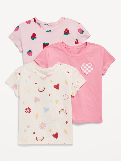 Softest Short-Sleeve Variety T-Shirt 3-Pack for Girls - Pinks