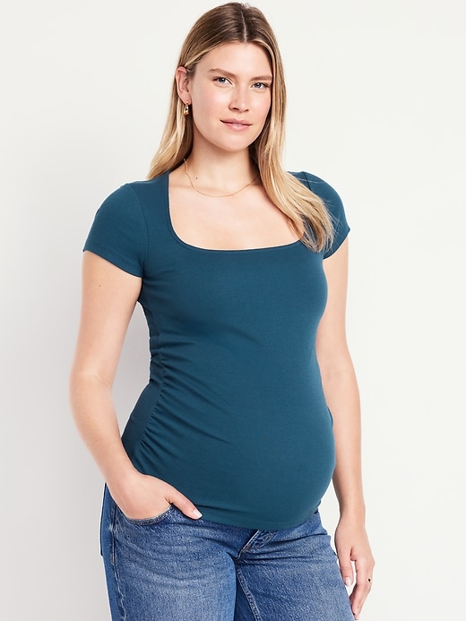 Image number 1 showing, Maternity Square-Neck Ribbed Top