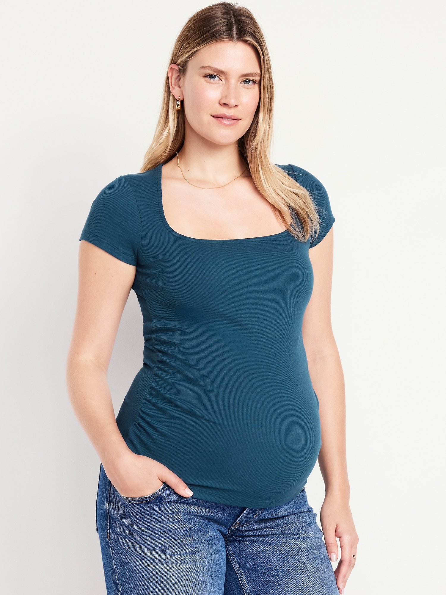 Maternity Square-Neck Ribbed Top