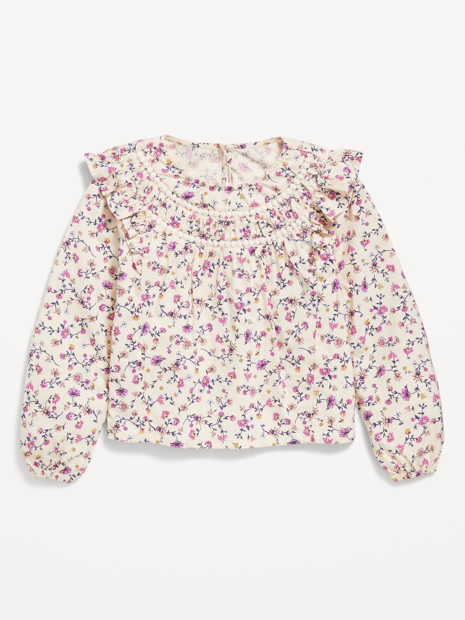 Long-Sleeve Ruffle-Trim Top for Girls