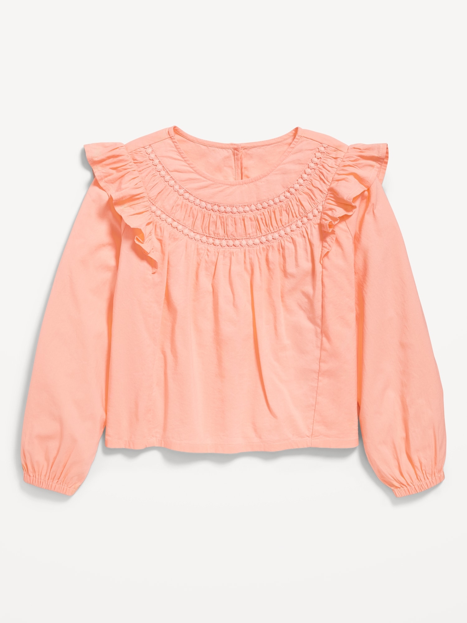 Long-Sleeve Ruffle-Trim Top for Girls