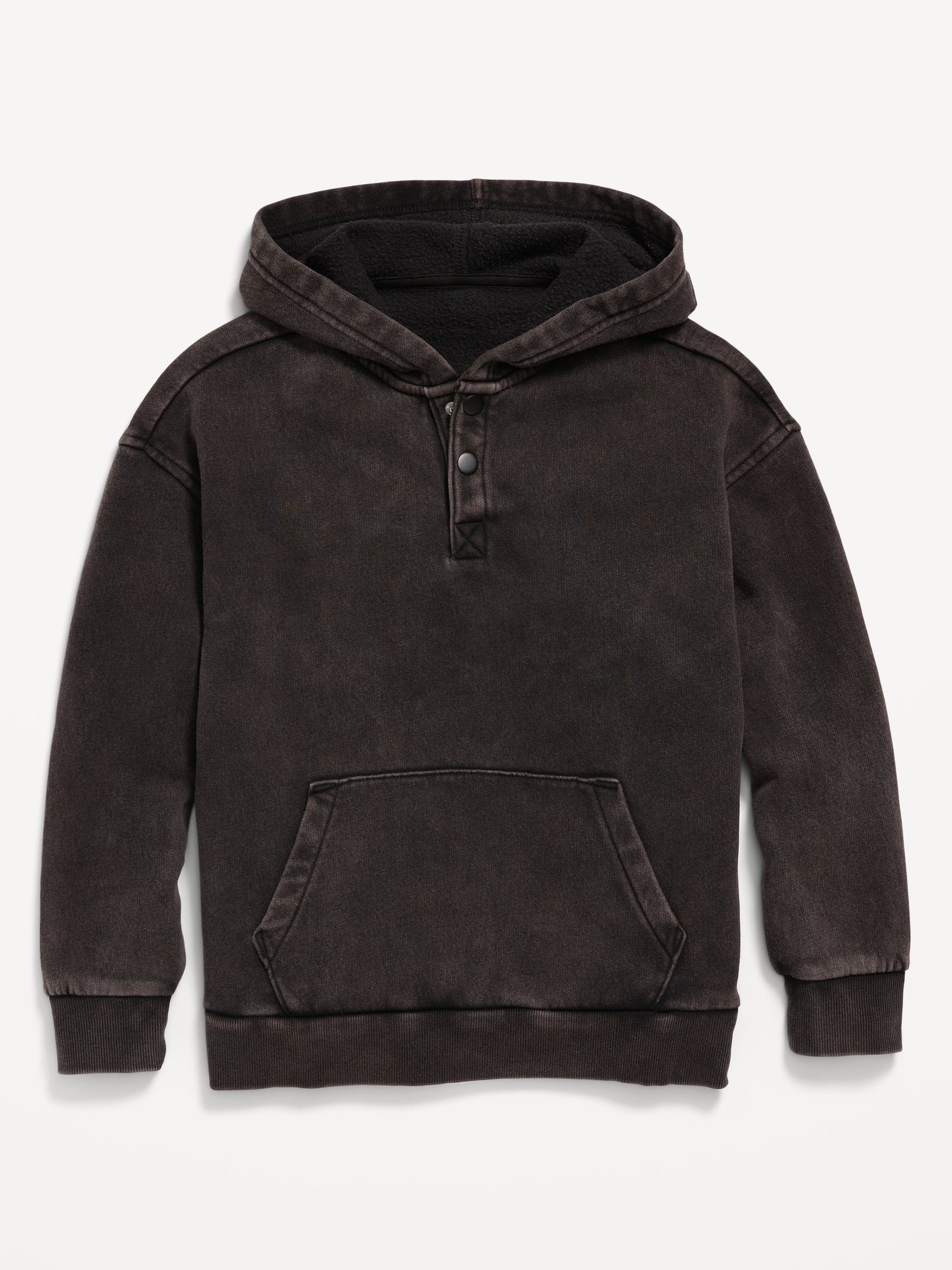 Oversized Fleece Henley Hoodie for Boys