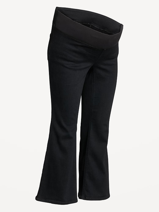 Image number 4 showing, Maternity Front Low-Panel Crop Flare Jeans