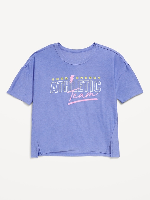 Image number 3 showing, CloudMotion Cropped Graphic Performance T-Shirt for Girls
