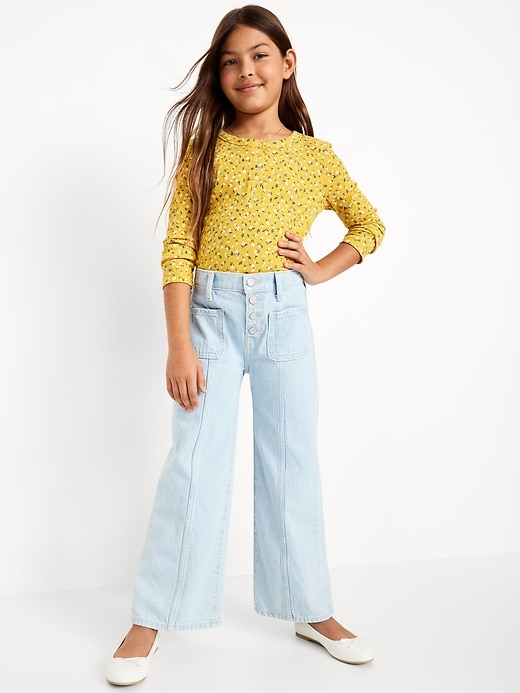 Image number 3 showing, High-Waisted Button-Fly Super Baggy Wide-Leg Jeans for Girls
