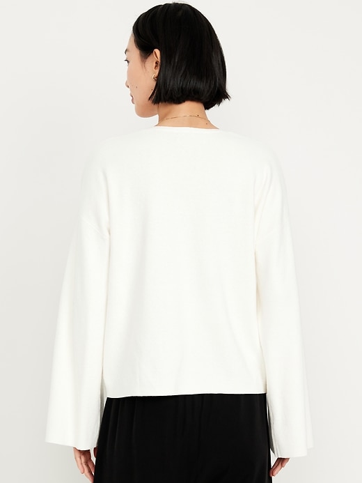 Image number 2 showing, Bell-Sleeve V-Neck Sweater