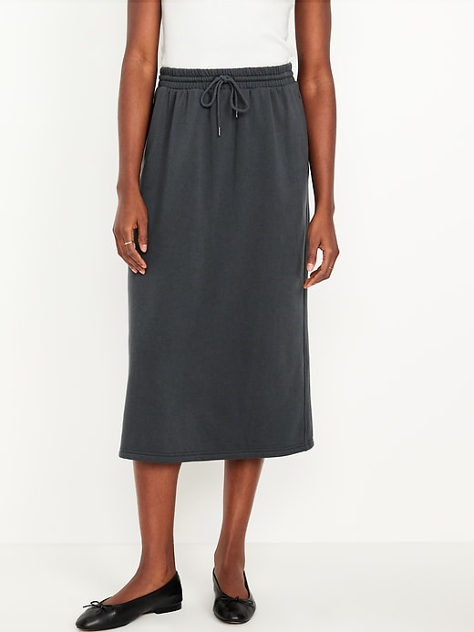 Image number 1 showing, High-Waisted Fleece Midi Skirt