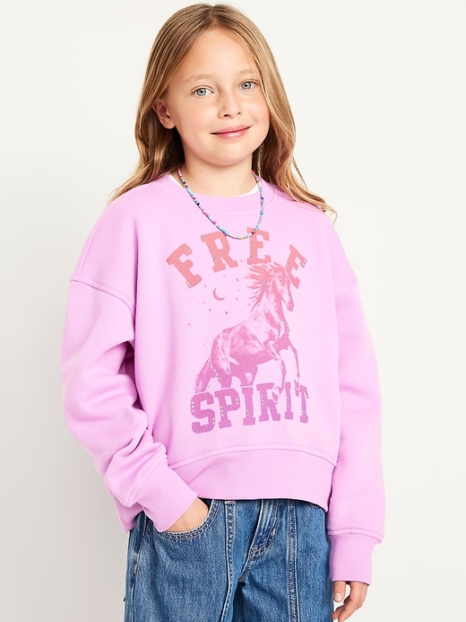 View large product image 1 of 3. Vintage Oversized Crew-Neck Graphic Sweatshirt for Girls