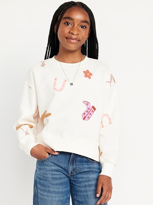 View large product image 1 of 3. Vintage Oversized Crew-Neck Graphic Sweatshirt for Girls