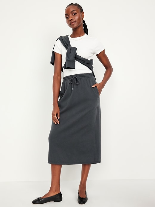 Image number 3 showing, High-Waisted Fleece Midi Skirt