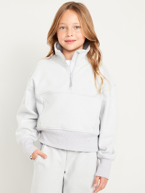 Dynamic Fleece Half-Zip Performance Sweatshirt for Girls - Light Heather Gray