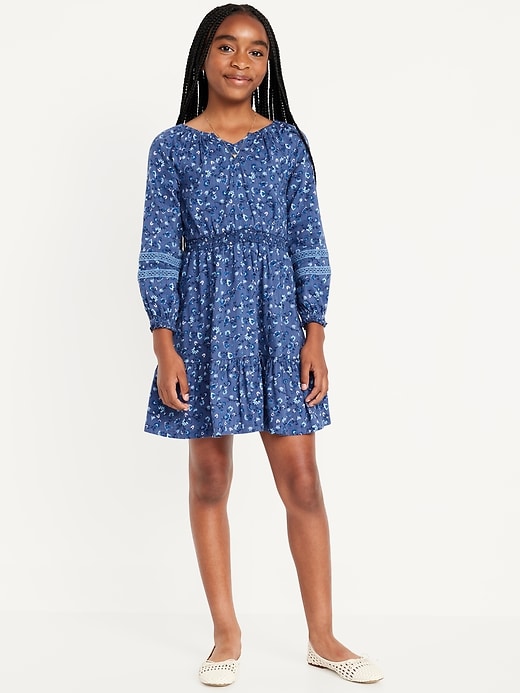 View large product image 1 of 4. Printed Long-Sleeve Fit and Flare Dress for Girls