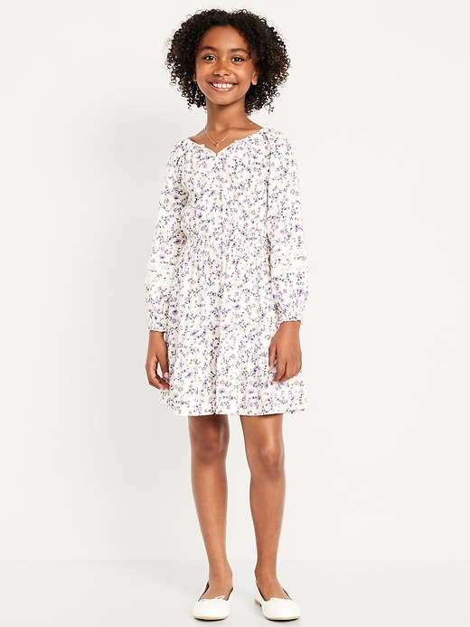 View large product image 1 of 4. Printed Long-Sleeve Fit and Flare Dress for Girls