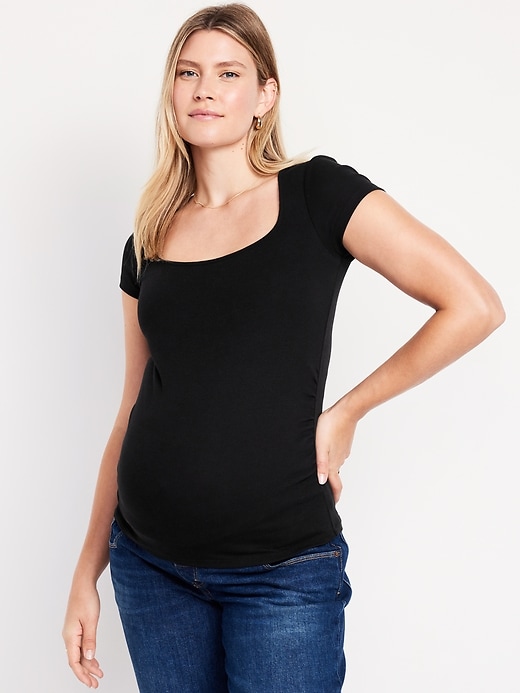 Image number 1 showing, Maternity Square-Neck Ribbed Top