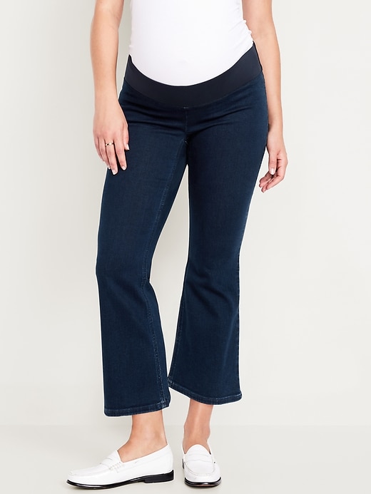 Image number 7 showing, Maternity Front Low-Panel Crop Flare Jeans