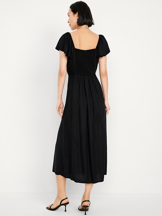 Image number 2 showing, Flutter-Sleeve Crepe Midi Dress