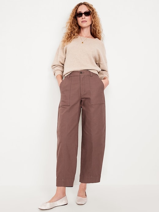 Image number 7 showing, High-Waisted Canvas Barrel Ankle Pants