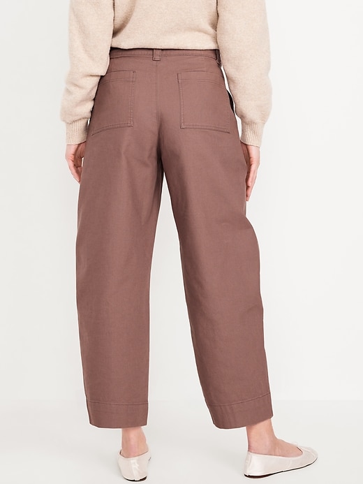 Image number 6 showing, High-Waisted Canvas Barrel Ankle Pants