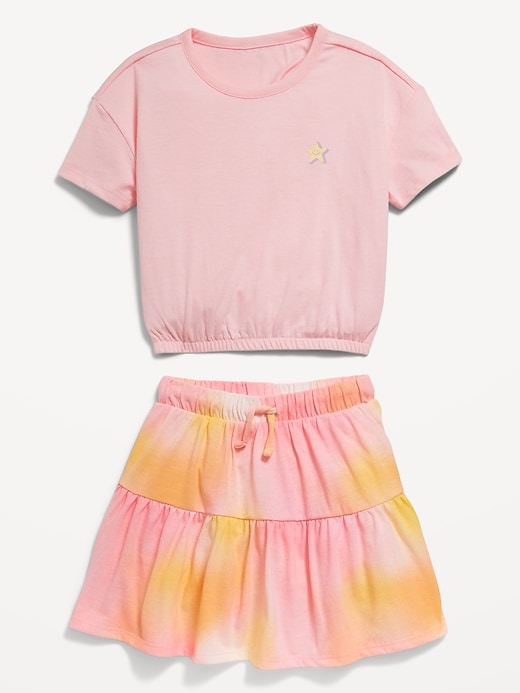 View large product image 2 of 3. Short-Sleeve Graphic T-Shirt and Skort Set for Toddler Girls