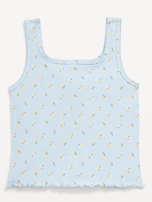 Image number 3 showing, Printed Fitted Ribbed Tank Top for Girls