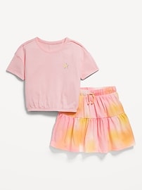 View large product image 3 of 3. Short-Sleeve Graphic T-Shirt and Skort Set for Toddler Girls