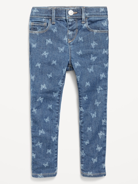 Printed High-Waisted Rockstar 360° Stretch Jeggings for Toddler Girls - White Butterfly