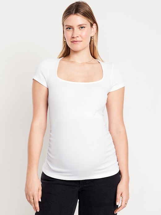 Image number 1 showing, Maternity Square-Neck Ribbed Top