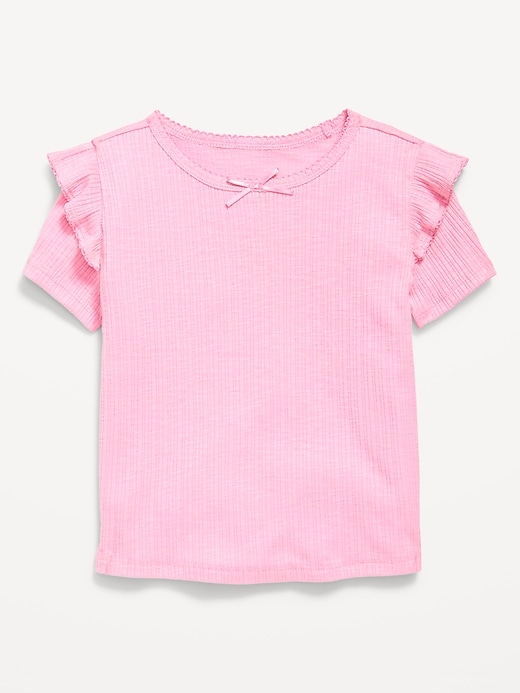 View large product image 1 of 2. Fitted Ruffle-Trim Rib-Knit Top for Toddler Girls