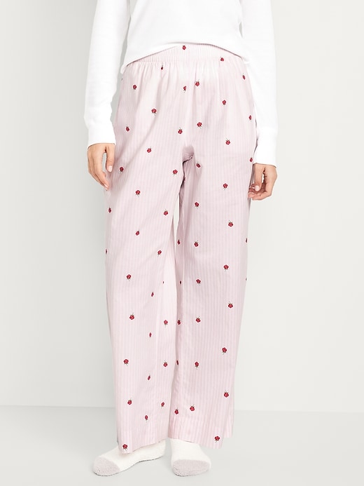 Image number 1 showing, High-Waisted Poplin Pajama Pant