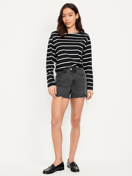 Image number 1 showing, High-Waisted OG Jean Cut-Off Shorts -- 3-inch inseam