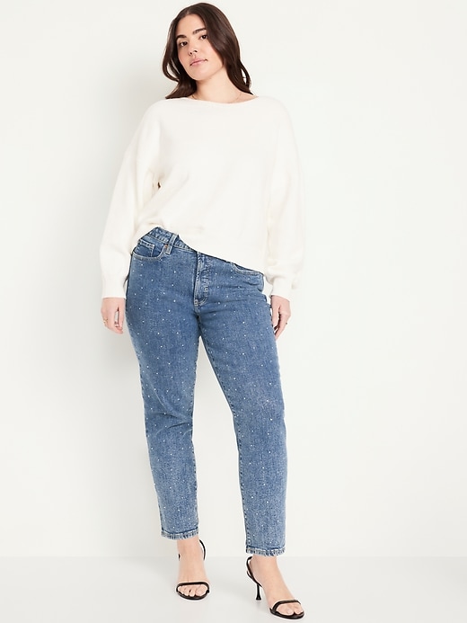 Image number 6 showing, High-Waisted OG Straight Rhinestone-Embellished Ankle Jeans