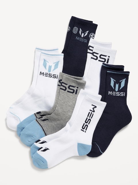 Messi™ Gender-Neutral Crew Socks 6-Pack for Kids - Light Blue