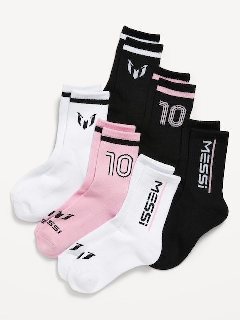 Messi™ Gender-Neutral Crew Socks 6-Pack for Kids - Quartz Pink