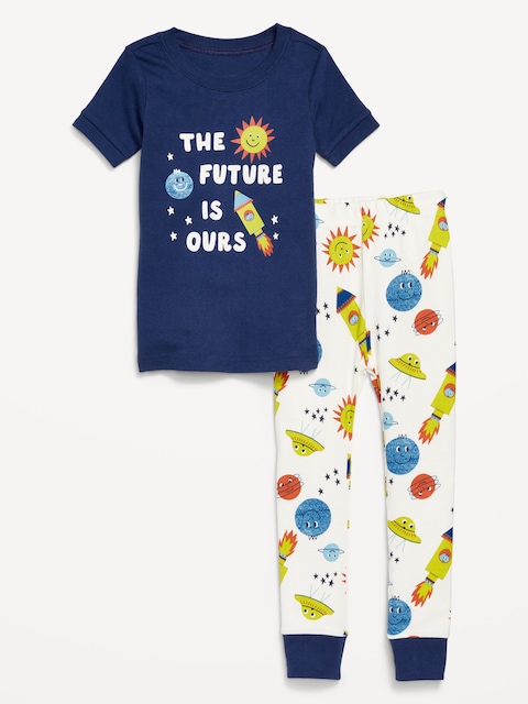 Snug-Fit Graphic Pajama Set for Toddler & Baby - Space Blue