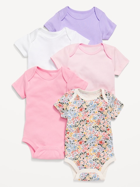 Short-Sleeve Bodysuit 5-Pack for Baby - Anemone Pink